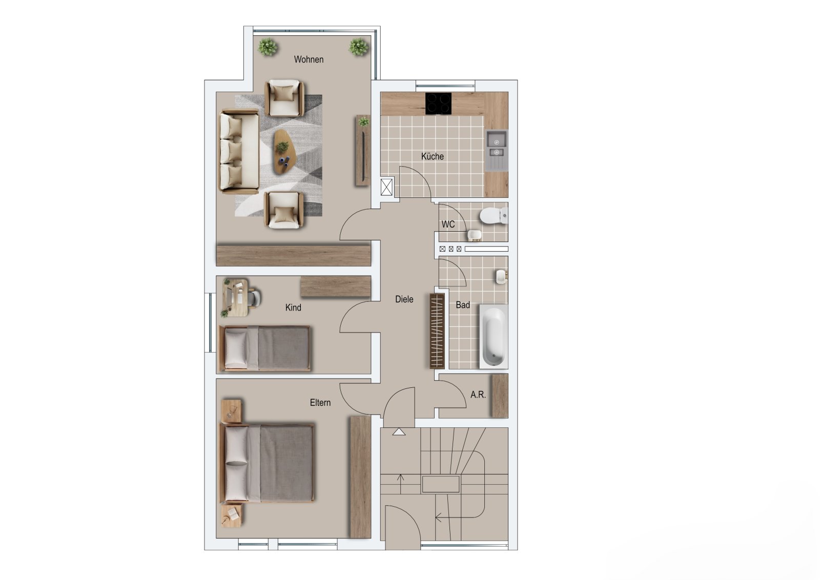 Grundriss Wohnung möbiliert Grundriss Wohnung möbiliert